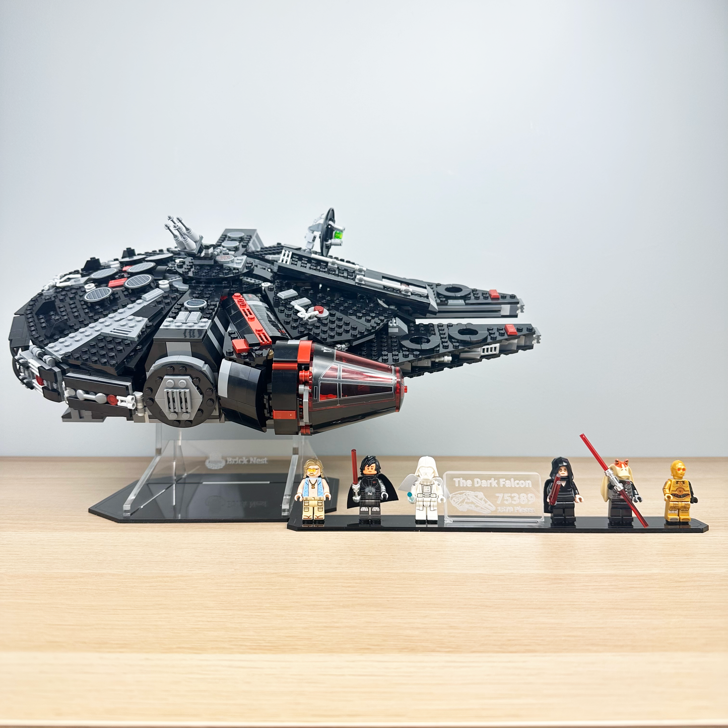 Acrylic Display Stand with Black Base Plate for LEGO® Dark Falcon 75389