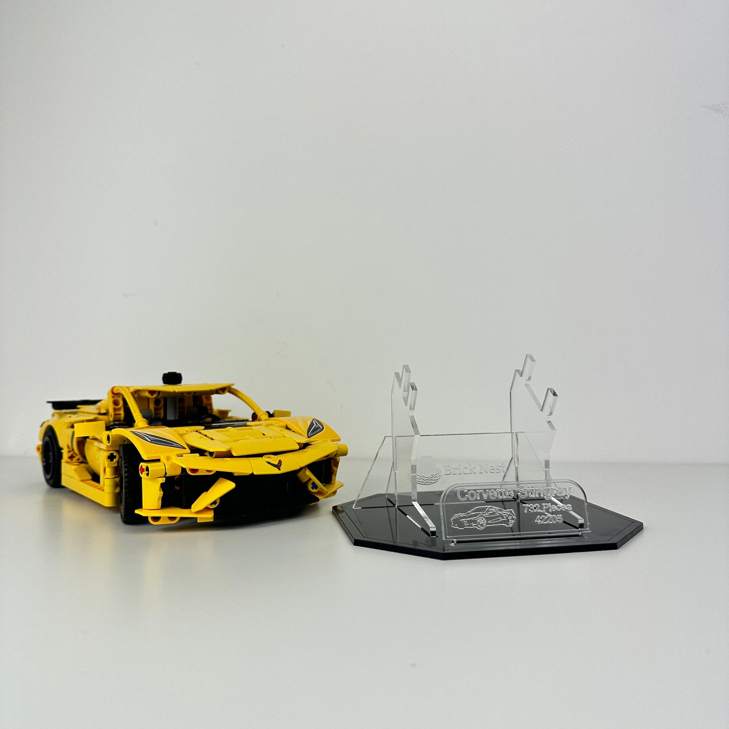 Lego Chevrolet Corvette Stingray Acrylic Display Stand with Black Base
