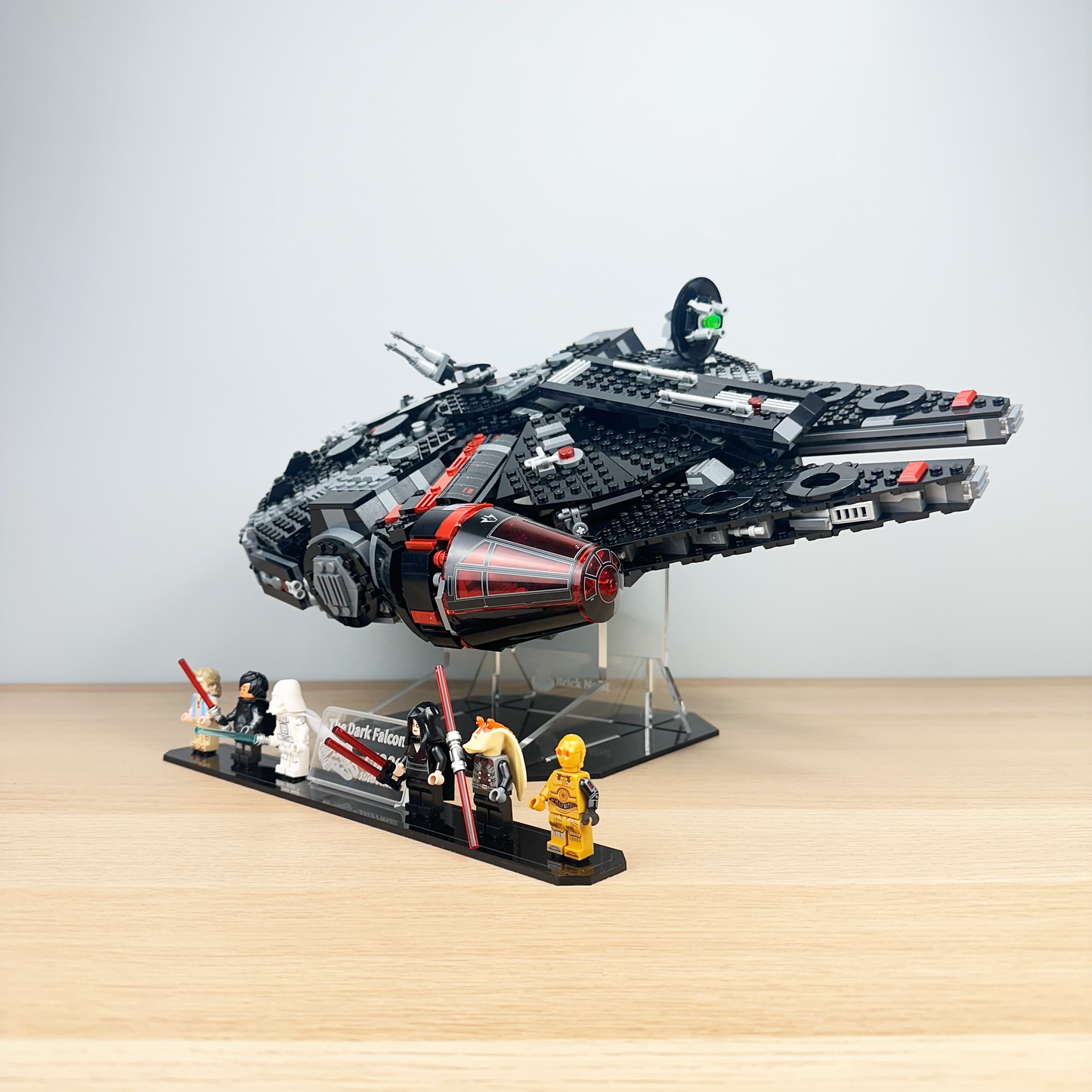 Acrylic Display Stand with Black Base Plate for LEGO® Dark Falcon 75389