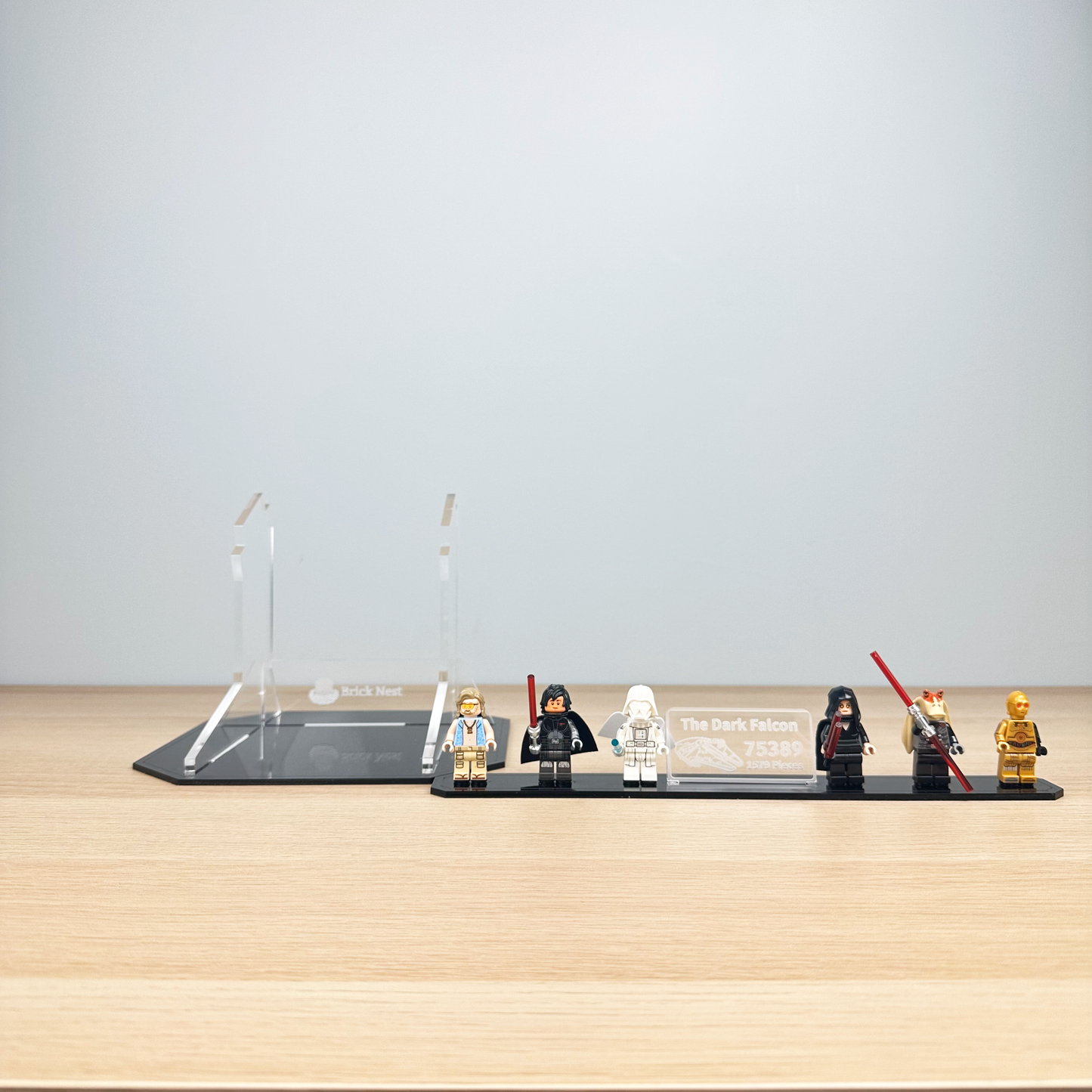 Acrylic Display Stand with Black Base Plate for LEGO® Dark Falcon 75389