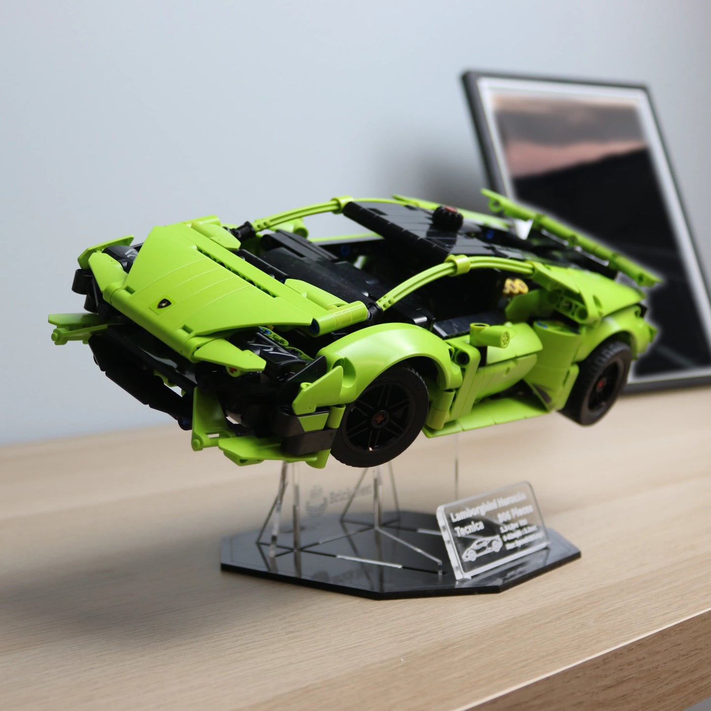 Acrylic Display Stand for LEGO Lamborghini Huracán Tecnica with Black Base Plate