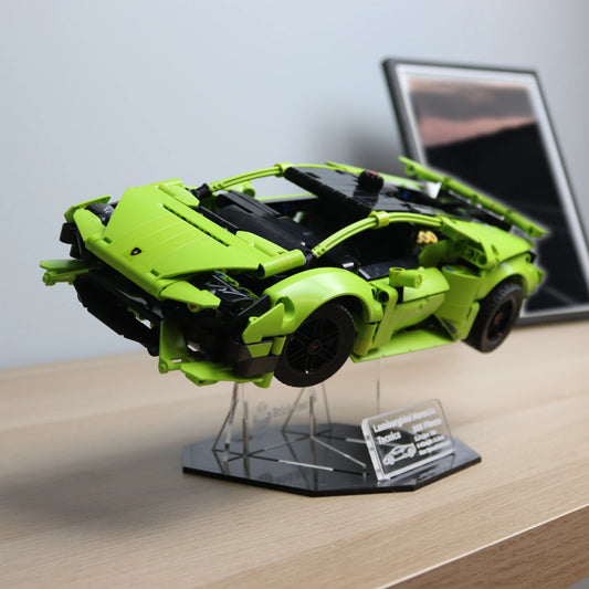 Acrylic Display Stand for LEGO Lamborghini Huracán Tecnica with Black Base Plate