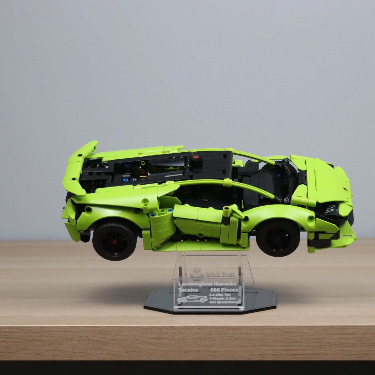 Acrylic Display Stand for LEGO Lamborghini Huracán Tecnica with Black Base Plate