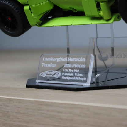 Acrylic Display Stand for LEGO Lamborghini Huracán Tecnica with Black Base Plate