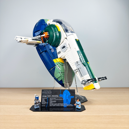 Acrylic Display Stand with Black Base compatible with Lego Jango Fett's Starship (75409)