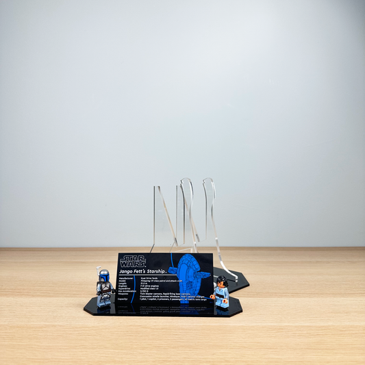 Acrylic Display Stand with Black Base compatible with Lego Jango Fett's Starship (75409)