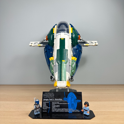 Acrylic Display Stand with Black Base compatible with Lego Jango Fett's Starship (75409)