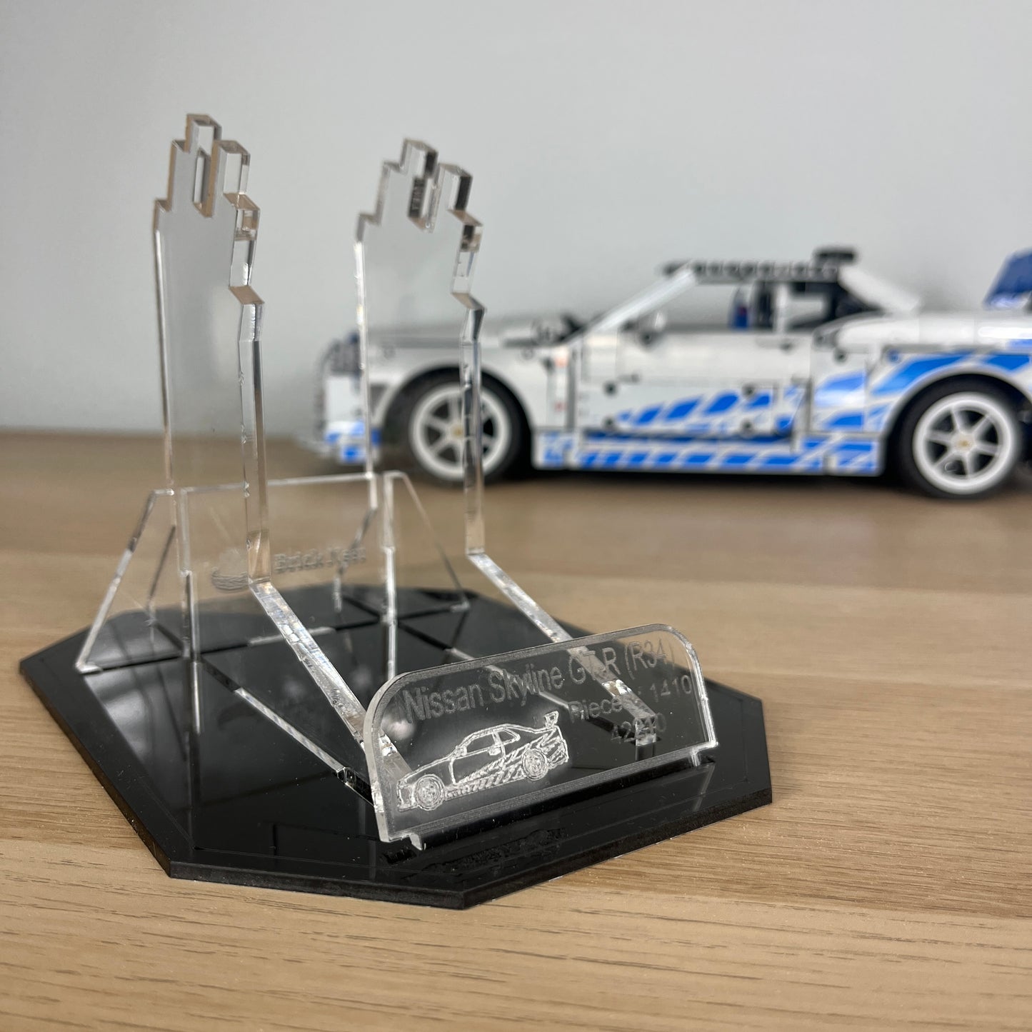Acrylic Display Stand with Black Base for LEGO® Nissan Skyline GT-R (R34) 42210