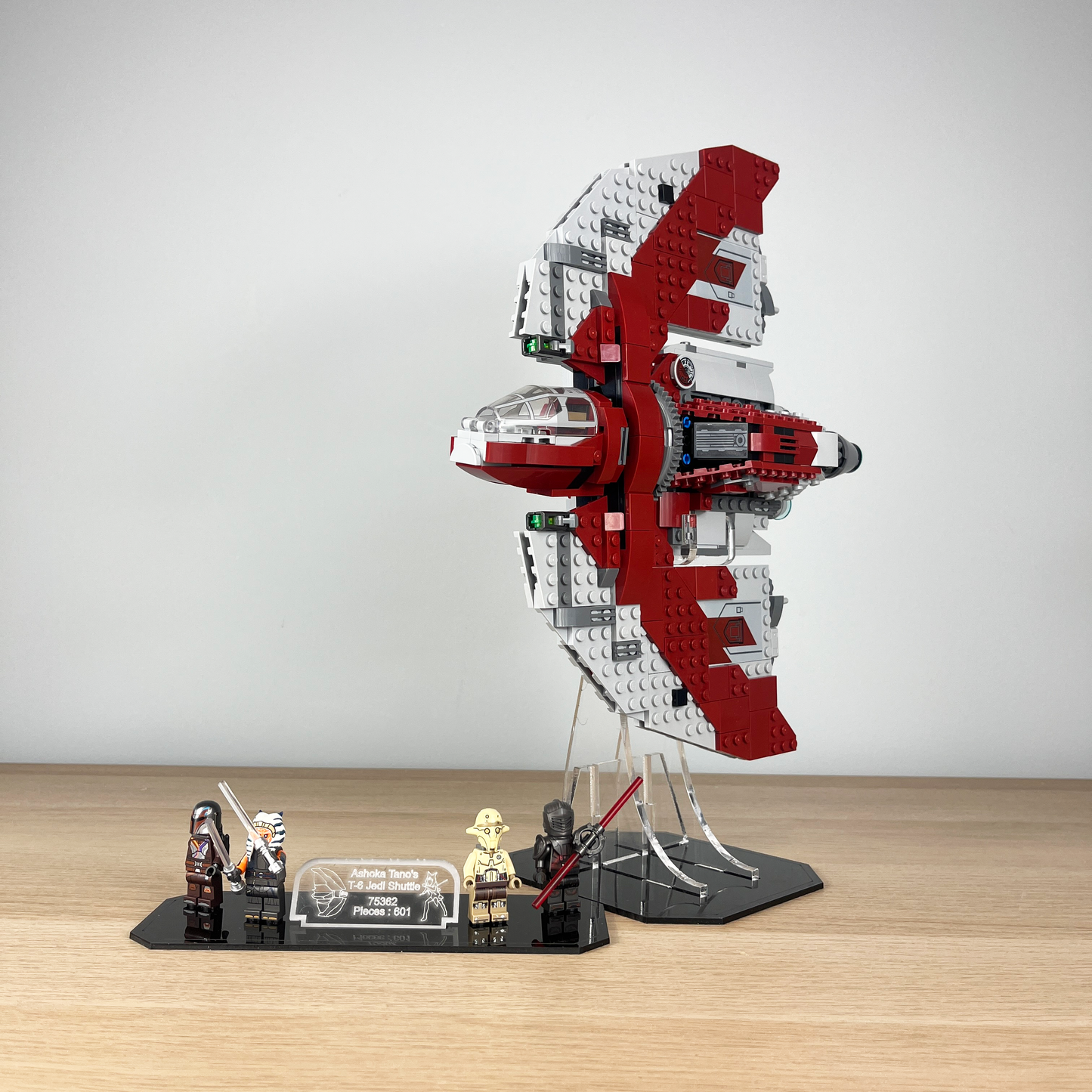 Acrylic Display Stand with Black Base for LEGO® Star Wars Ahsoka Tano’s T-6 Jedi Shuttle 75362