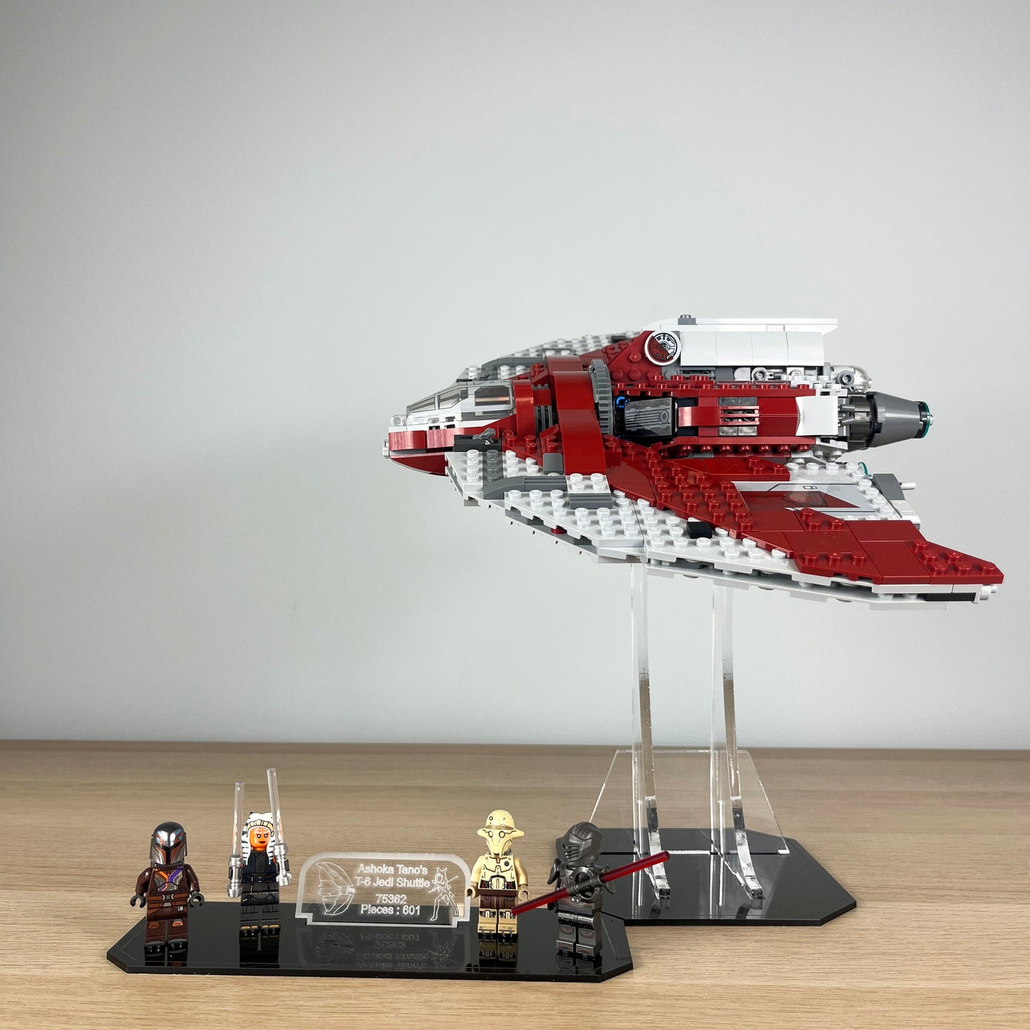 Acrylic Display Stand with Black Base for LEGO® Star Wars Ahsoka Tano’s T-6 Jedi Shuttle 75362