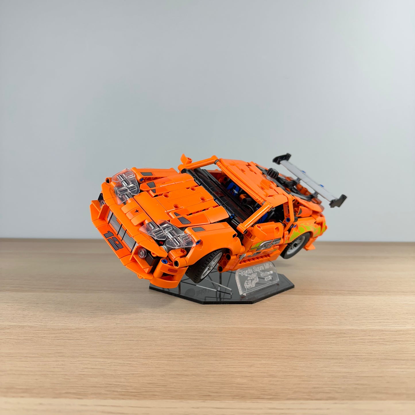Lego Toyota Supra MK4 Acrylic Display Stand with Black Base Plate