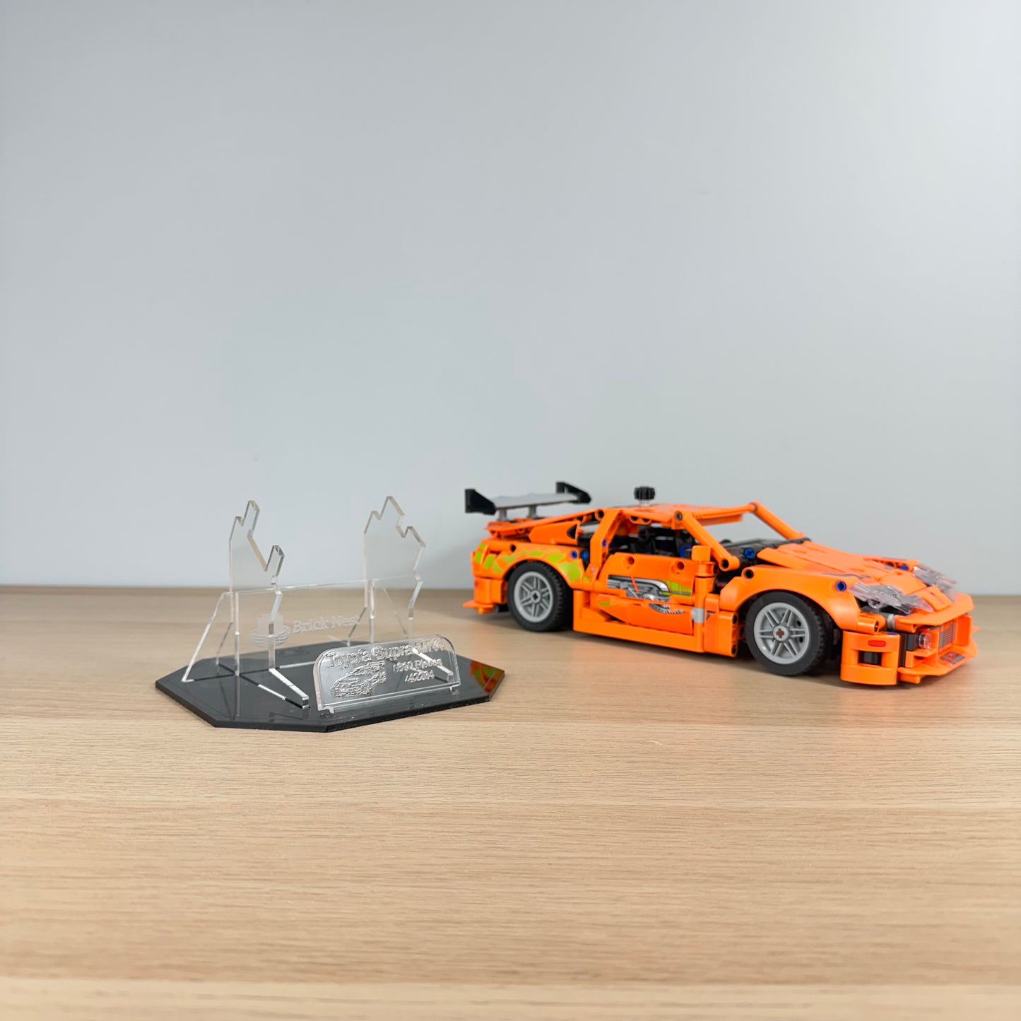 Lego Toyota Supra MK4 Acrylic Display Stand with Black Base Plate