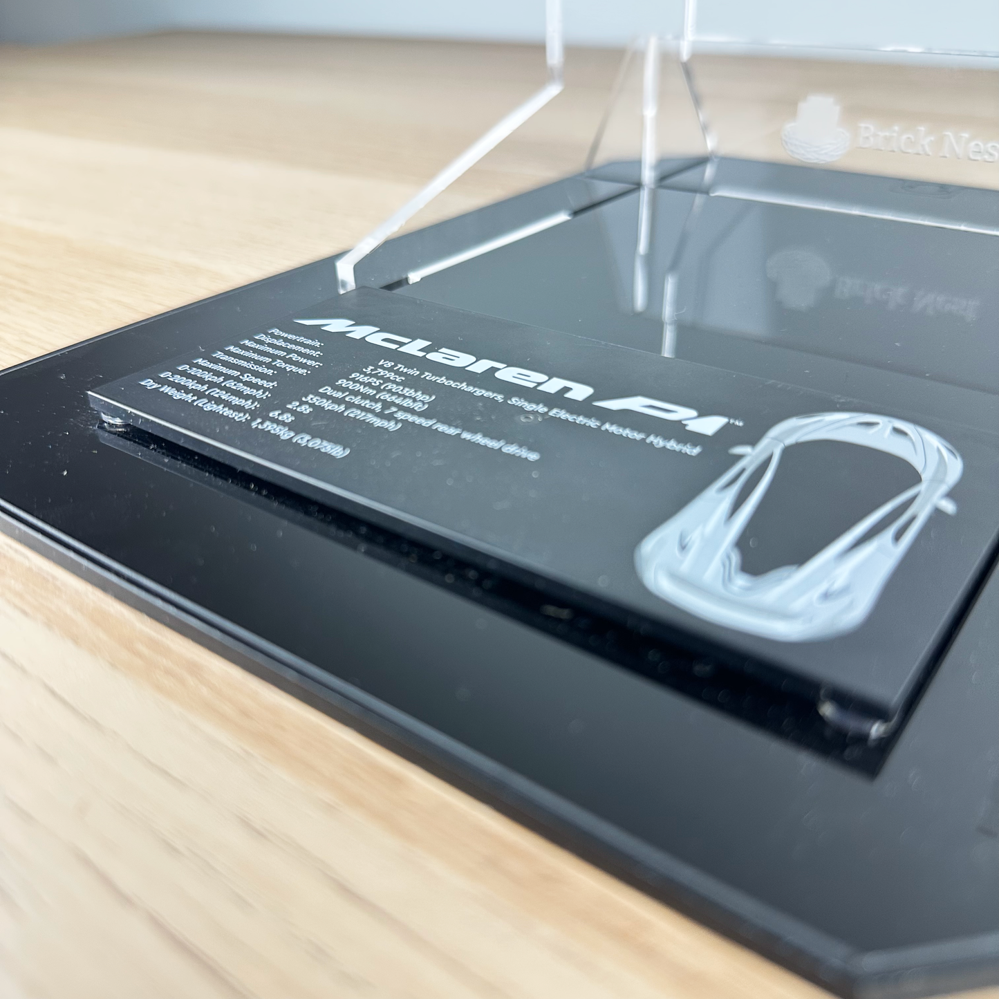 Acrylic Display Stand for LEGO® McLaren P1 with Black Base (42172)