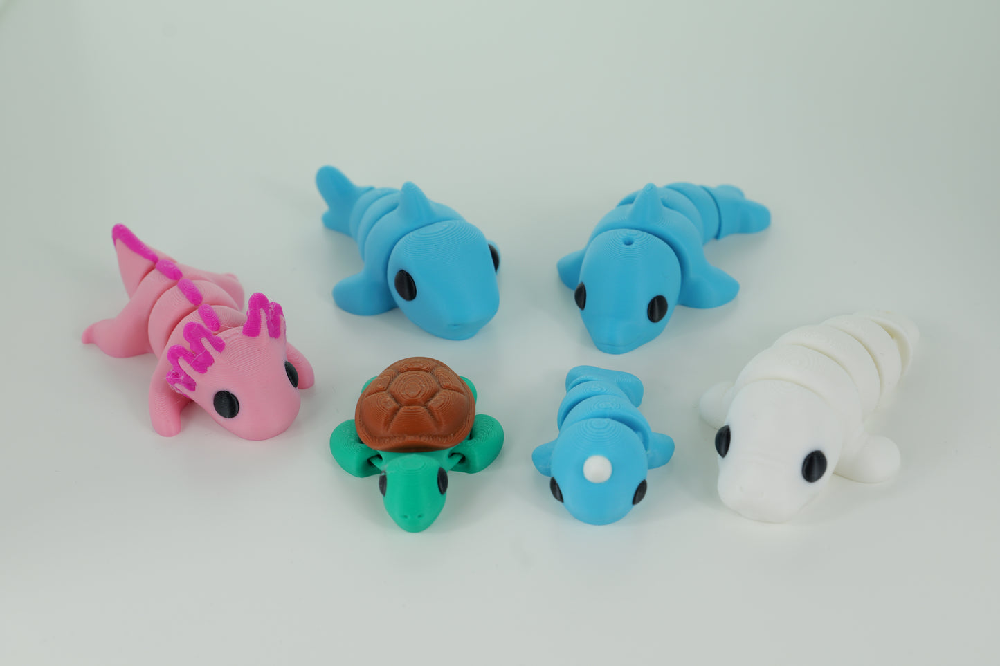 Flexi Fidget Marine Animals - 3D Printed Articulated Toys for Stress Relief and Fun Ocean Figurines